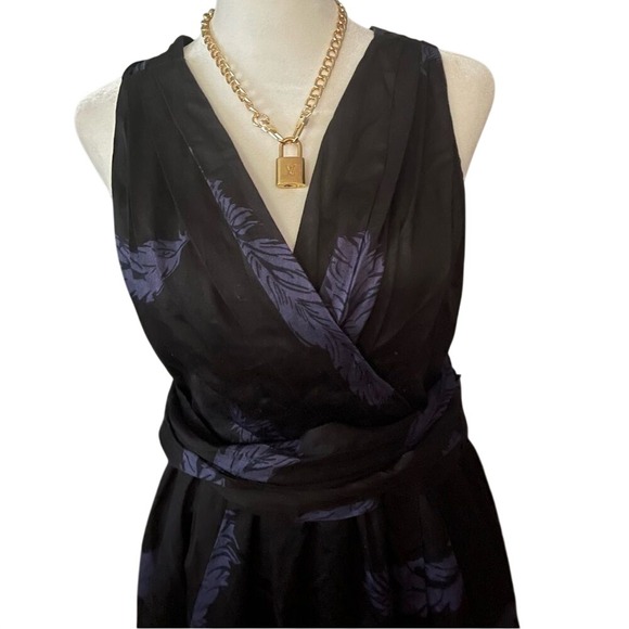 Marc Jacobs Black Purple Wrap Dress Silk Blend Cross Back Cocktail Size 6 - Picture 3 of 8
